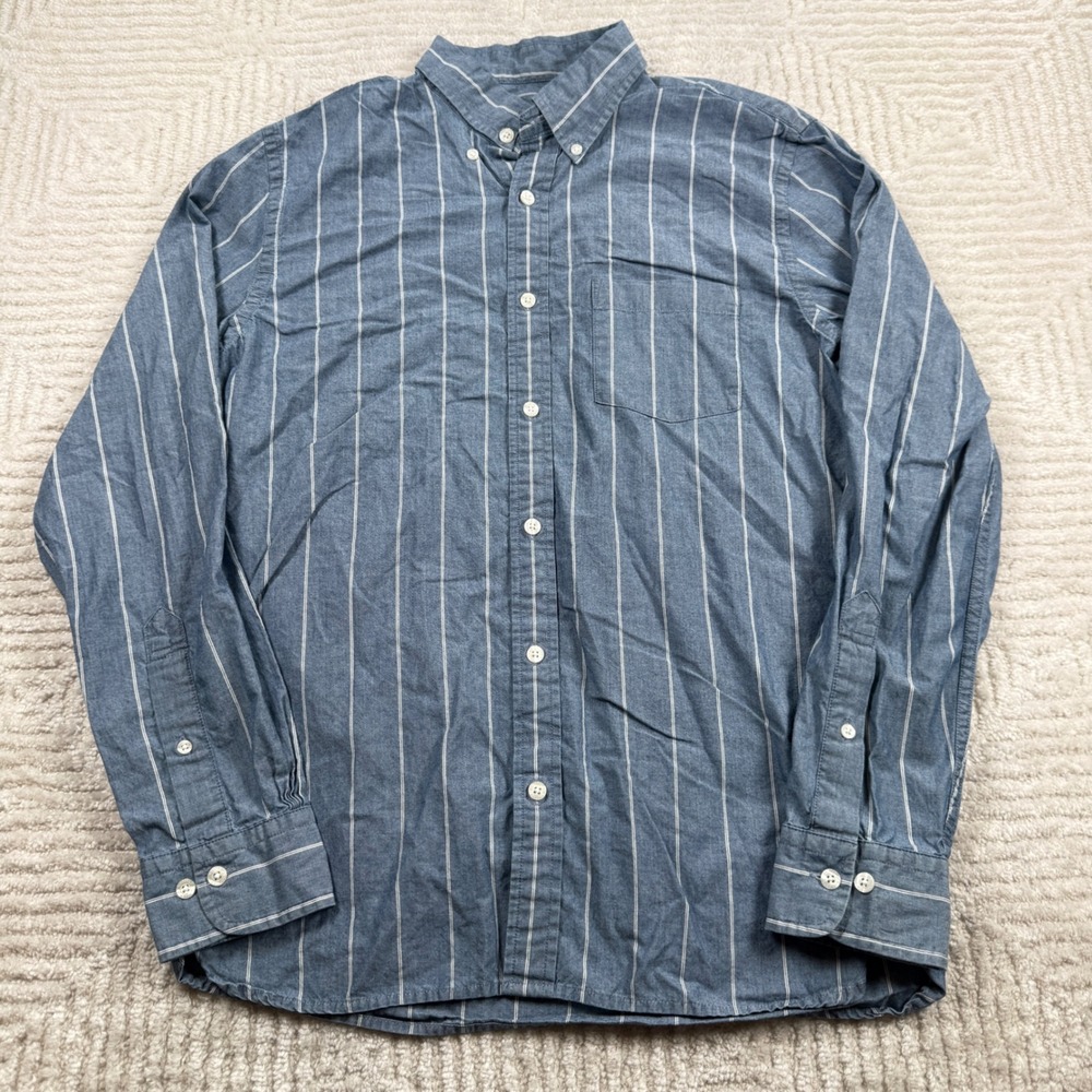 Brooks Brothers Red Fleece Button Down Shirt Mens M Blue White Stripe Preppy Ivy